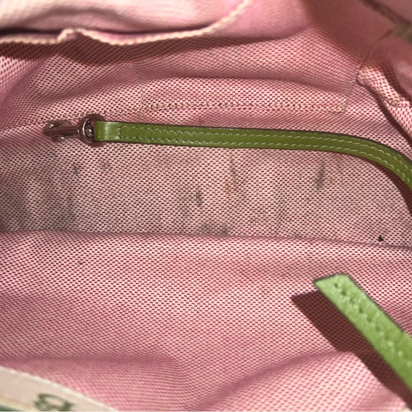 RARE Vintage Dooney & Bourke, D&B, cream & green Satchel handbag w/leather trim - Picture 13 of 14